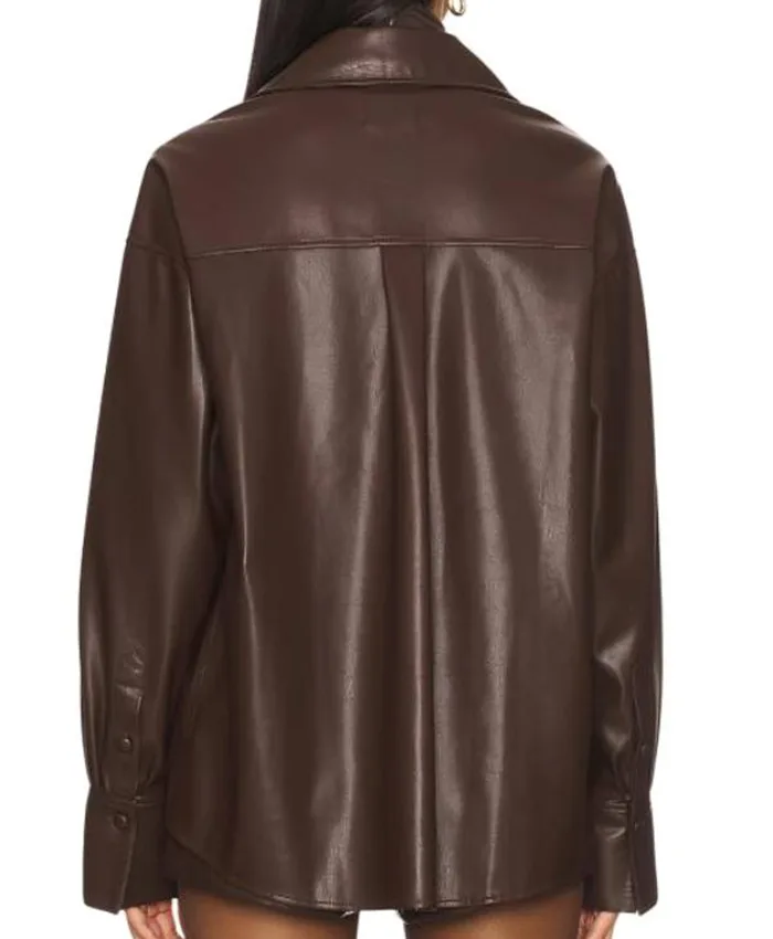 Kacie Adkison TV Series The McBee Dynasty S03 Brown Leather Shirt Jacket Back View