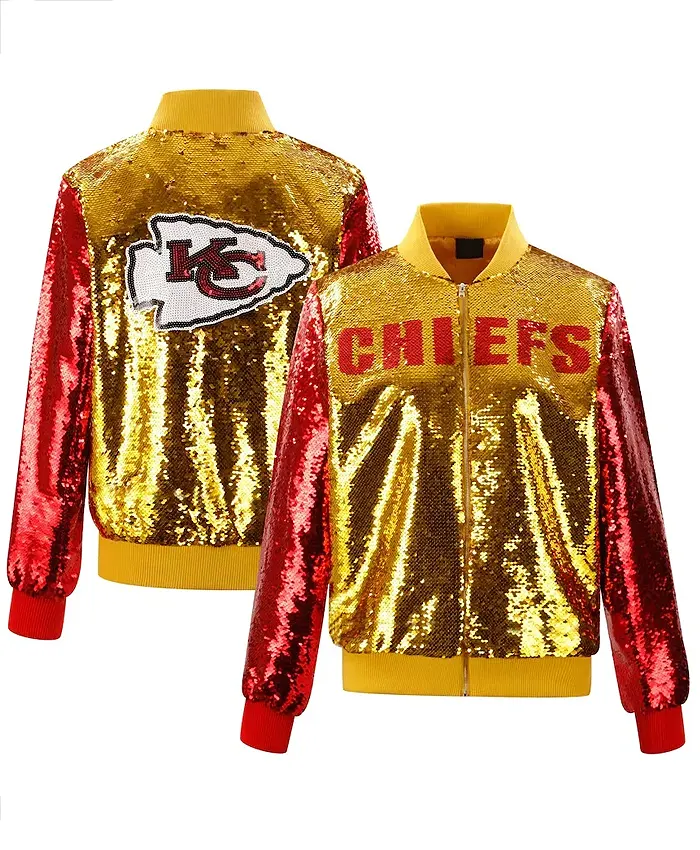 Kansas City Chiefs Sequin Bomber Varsity Jacket