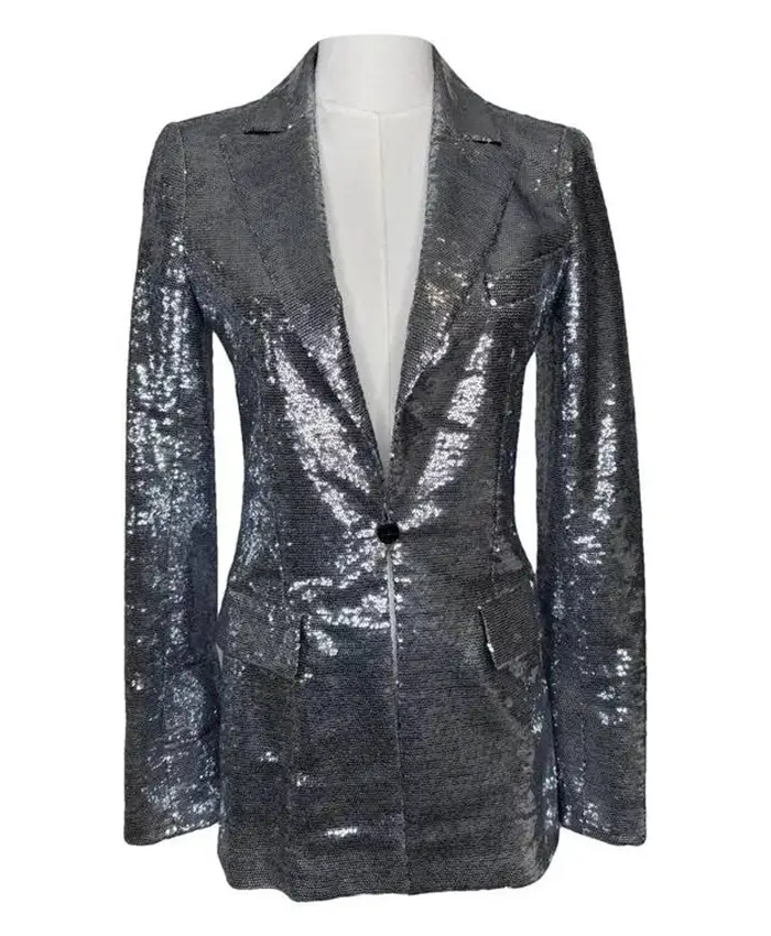 Keeley Jones TV Series Ted Lasso S04 Juno Temple Grey Sequin Blazer