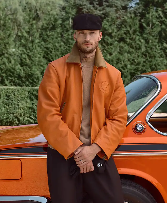 Kith-for-BMW-Chapter-IV-Inka-Orange-Leather-Hawthorne-Flight-Jacket-front-view