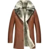 Lambskin Leather Shearling Long Coat