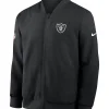 Las Vegas Raiders Nike Sideline Powerful Blocking Bomber Zip Up Black Jacket