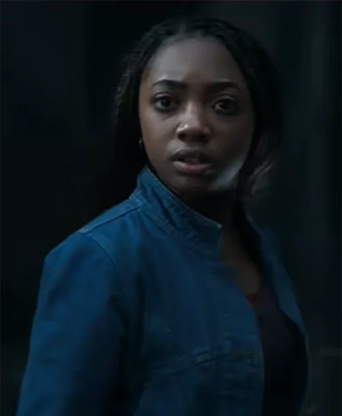 Leah Sava Jeffries TV Series Percy Jackson and The Olympians 2026 Annabeth Chase Blue Denim Jacket Front View