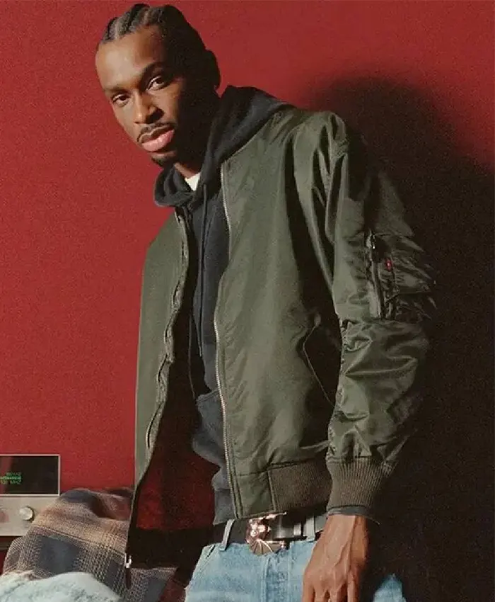 Levi’s x Shai Gilgeous-Alexander Olive Green Satin MA-1 Bomber Jacket