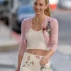 Lili Reinhart Rose-Toned Claire Embellished Cardigan