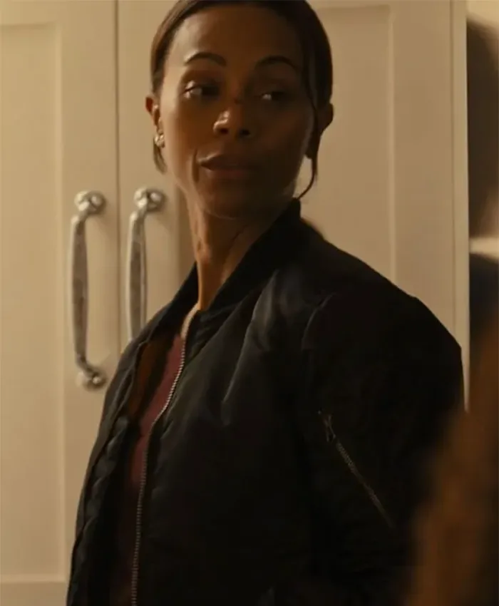Lioness S03 Zoe Saldaña Black Bomber Jacket