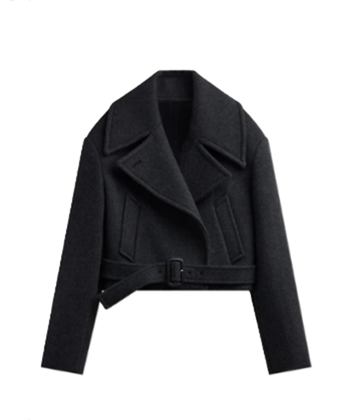 Lizzie Mathis TV Series Honest Renovations 2026 Black Wool Cropped Jacket
