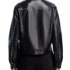 Lizzie Mathis TV Series Honest Renovations 2026 Studded Black Leather Jacket Back View