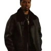 London Brown Power Book III Raising Kanan 2026 Marvin Black Shearling Leather Jacket