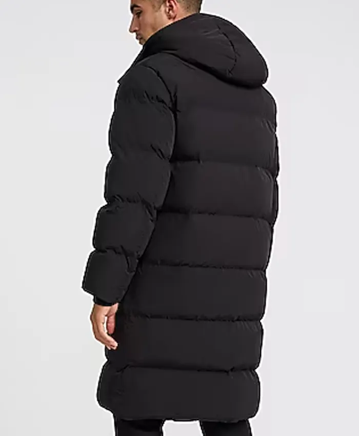 Long Length Black Puffer Jacket Mens