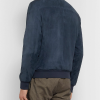 Loro Piana Blue Suede Leather Bomber Jacket Back