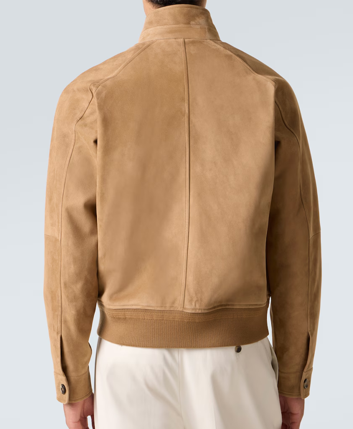 Loro Piana Novak Brown Suede Bomber Jacket Back