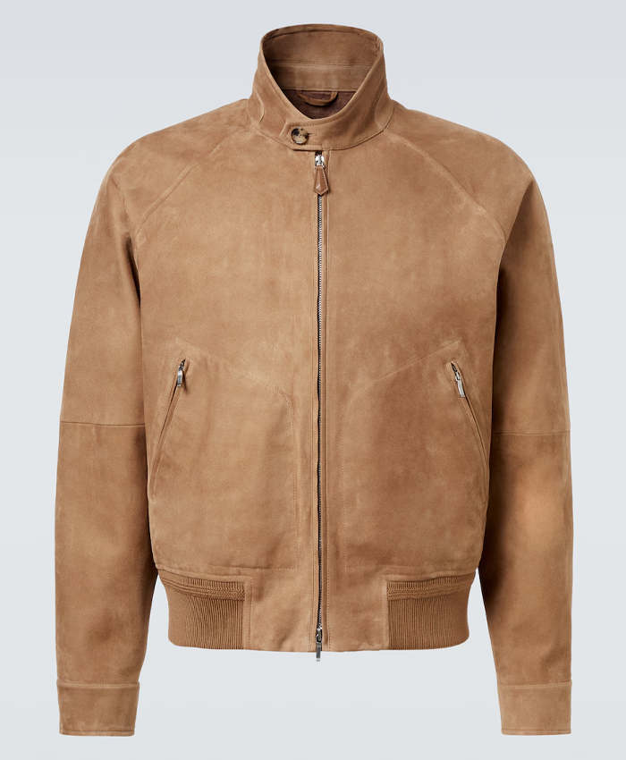 Loro Piana Novak Suede Leather Bomber Jacket