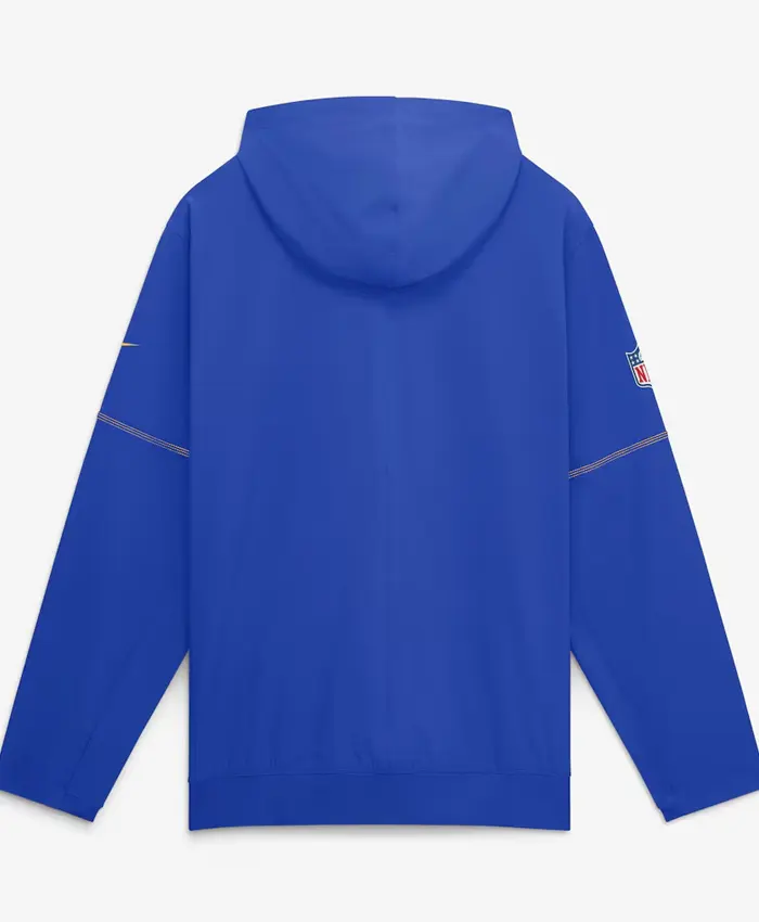 Los Angeles Rams Nike Sideline Anorak Half-Zip Hooded Royal Jacket Back