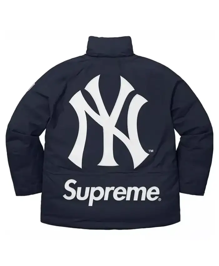 MLB Supreme New York Yankees Gore Tex 700-Fill Down Jacket Blue Back