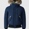 Mackage Dixon Down Bomber Jacket With Natural Hooded Fur