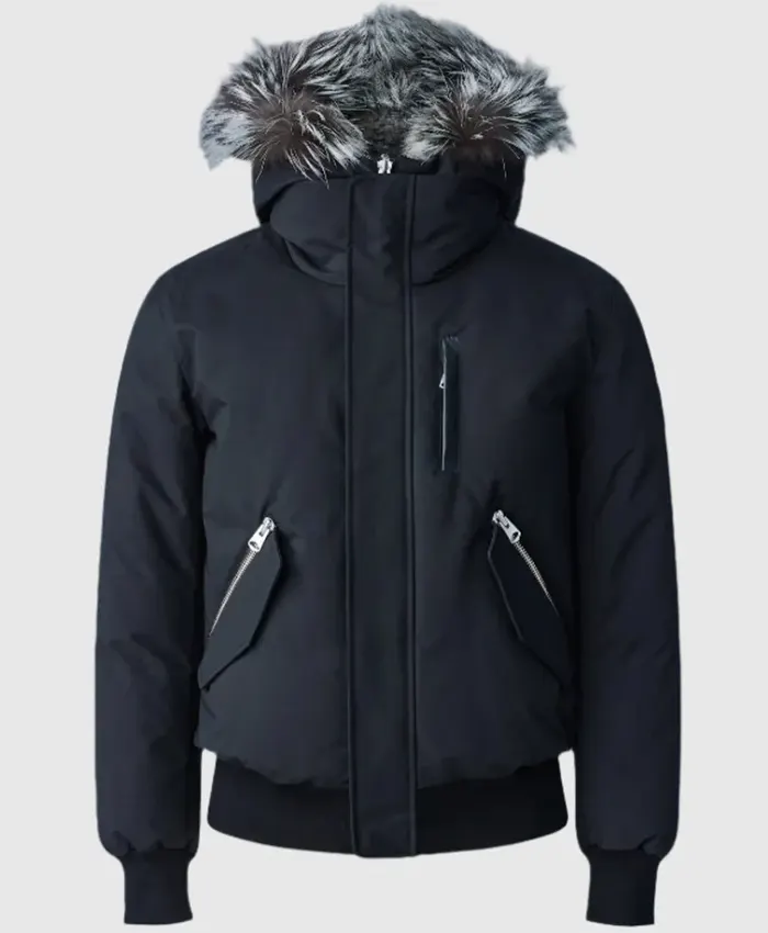 Mackage Dixon Down Bomber Jacket With Silver Fur Collar