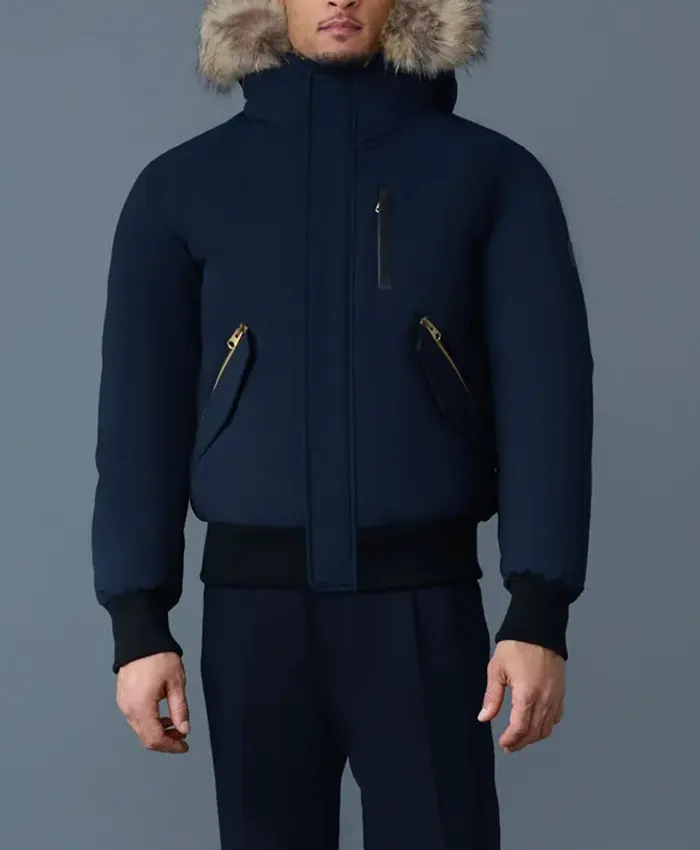Mackage Men's Dixon Down Bomber Jacket With Natural Hooded Fur