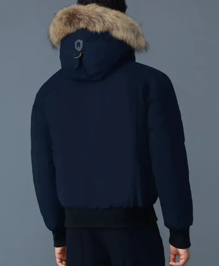 Mackage Men's Dixon Down Bomber Natural Hooded Fur Jacket Back