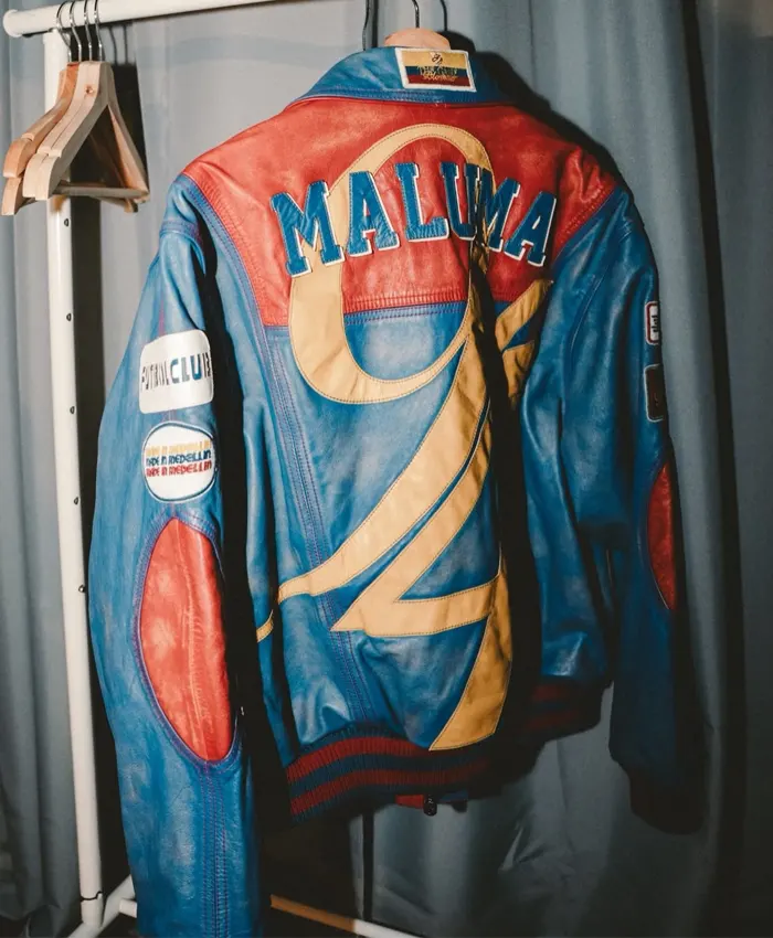 Maluma-Color-Block-Racing-Leather-Jacket