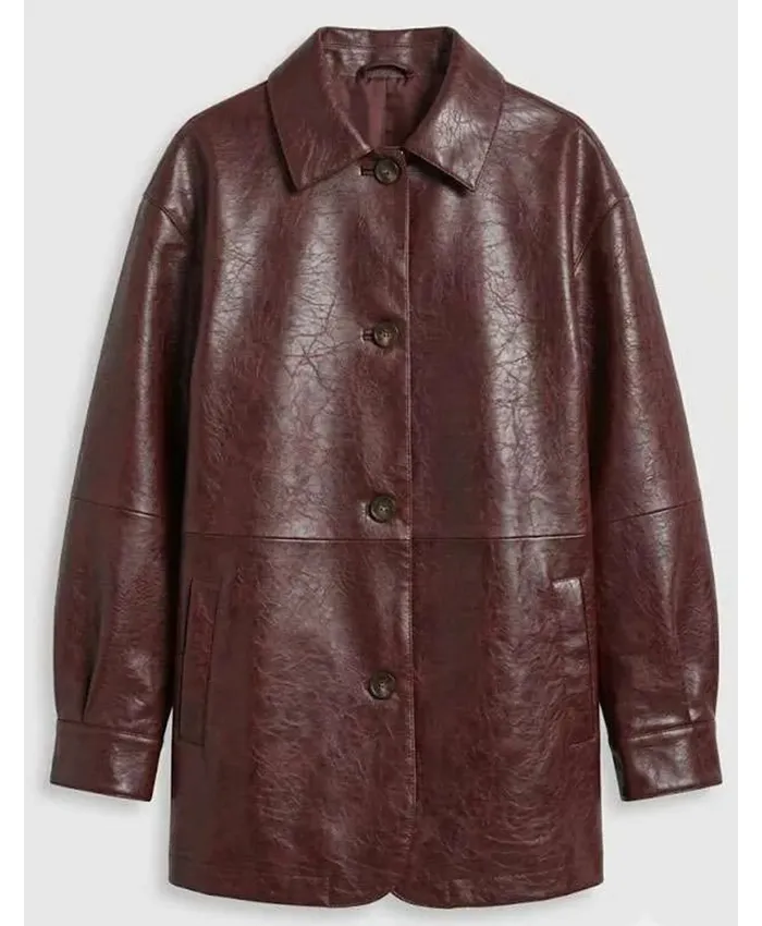 Marianly Tejada TV Series Ransom Canyon 2026 Ellie Estevez Burgundy Leather Jacket