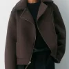Masha Petrova TV Series The McBee Dynasty Real American Cowboys 2026 Suede Leather Shearling Jacket Front