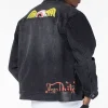 Men Von Dutch Black Washed Denim Jacket