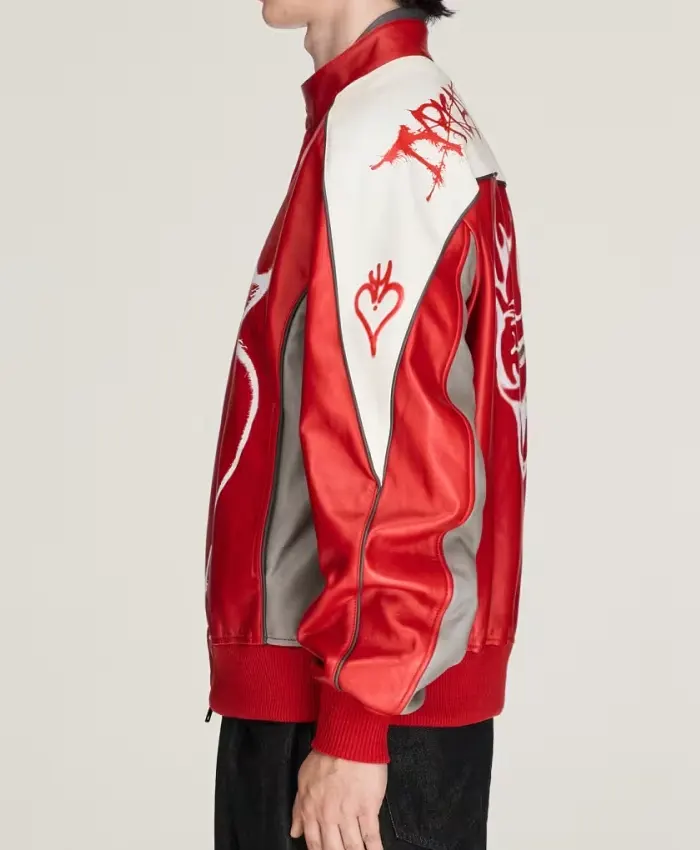 Men Y-3 Chito Graphic Leather Biker Jacket Buy