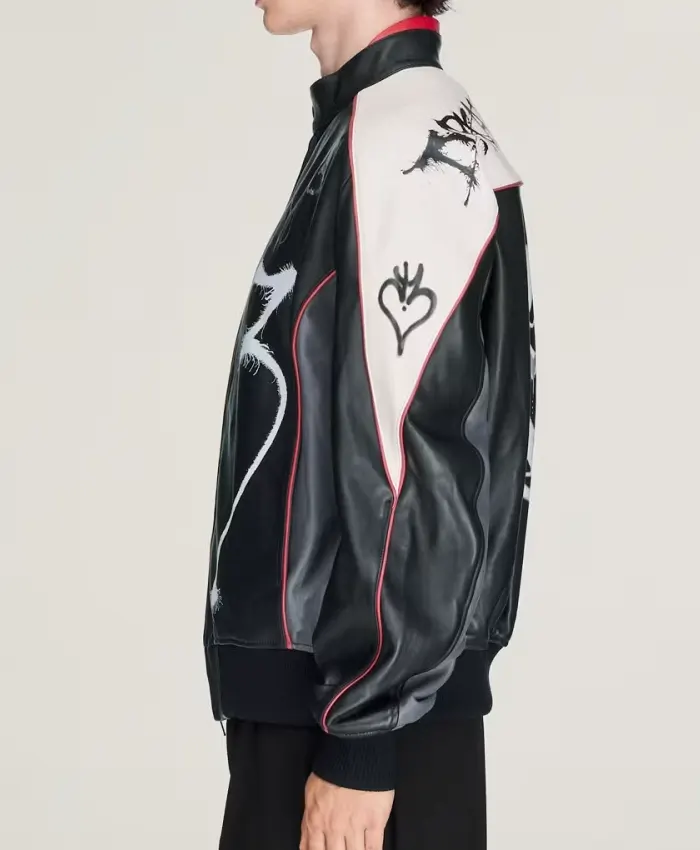 Men Y-3 Chito Graphic Leather bomber Jacket For Sale