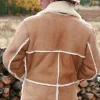 Men's Marlboro Country Sheepskin Brown Suede Leather Shearling Jacket