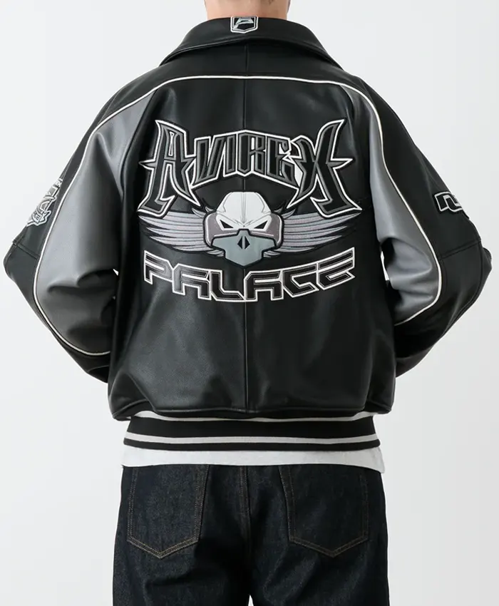 Mens Palace Avirex Black Leather Bomber Jacket