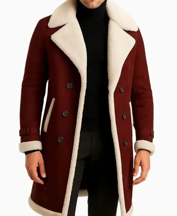 Men’s Red Shearling Long Coat