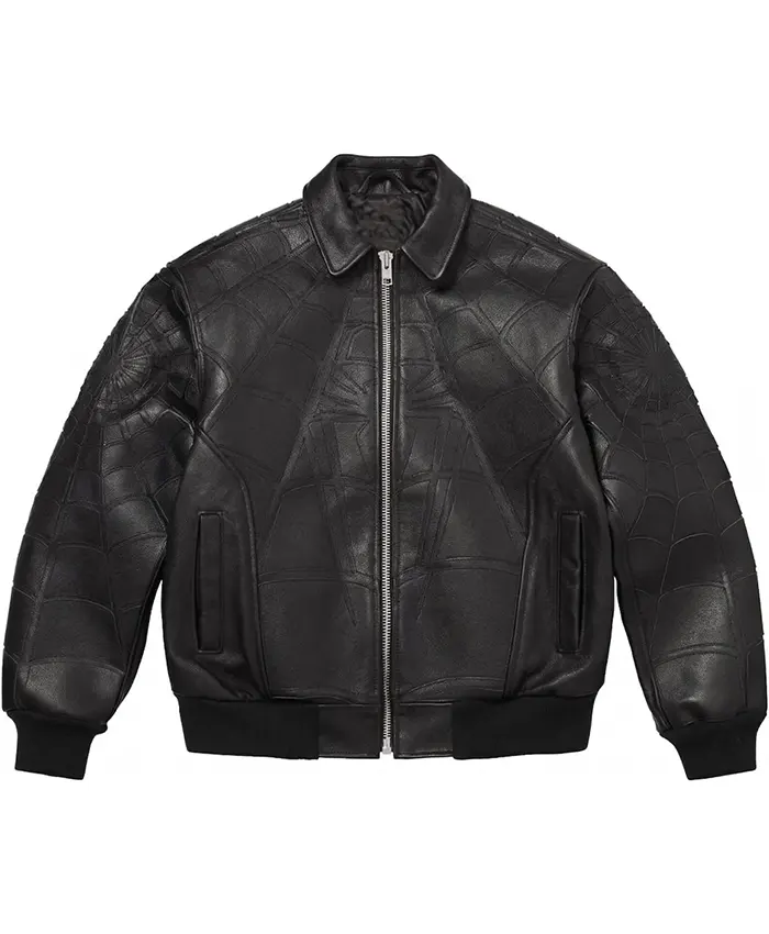 Men's Spider-Man Brand New Day Black Leather Cosplay Halloween Jacket Front