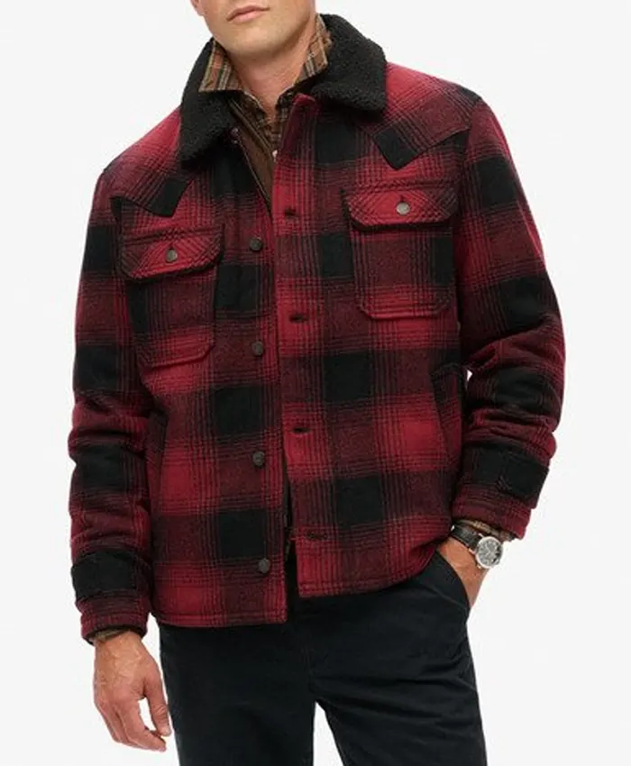 Men's Superdry Red Plaid Jacket