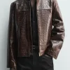 Men's Zara Crocodile Style Leather Jacket