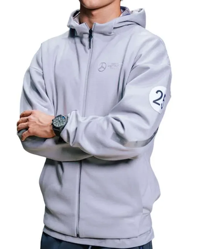 Mercedes AMG F1 Petronas Team Logo Grey Full Zip Hooded Jacket