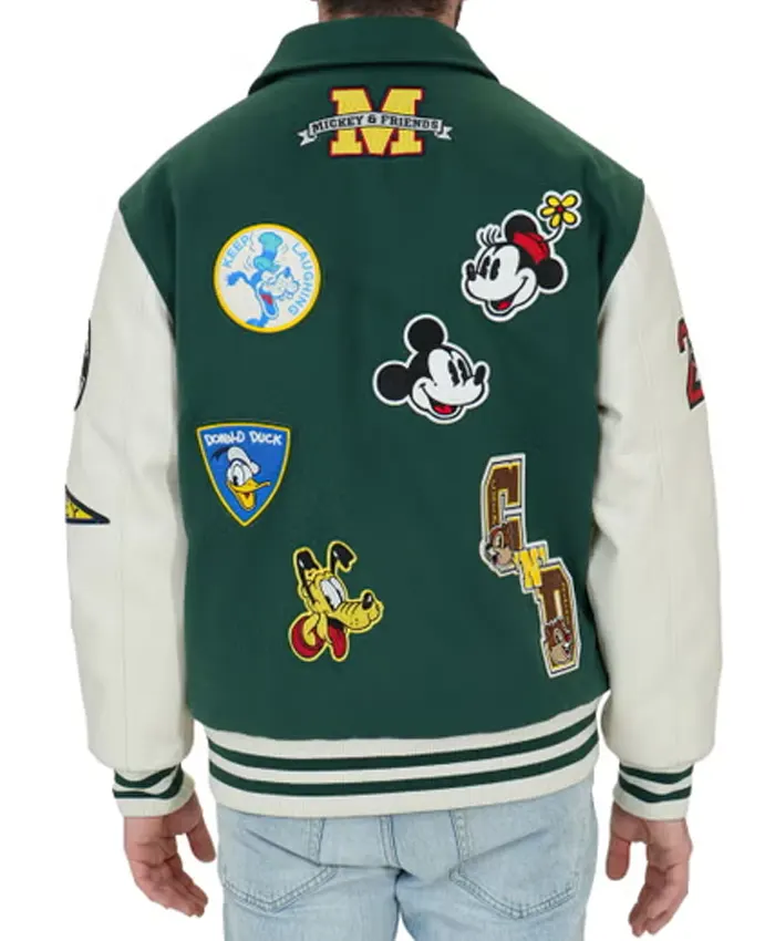 Mickey Mouse Varsity Jacket Green Back