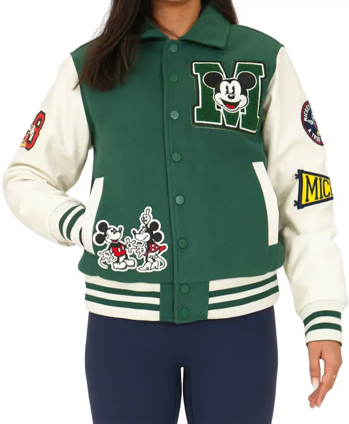 Mickey Mouse Varsity Jacket Green