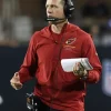 Mike-LaFleur-2026-Arizona-Preseason-Sideline-Hooded-Red-Half-Zip-Nike-Jacket