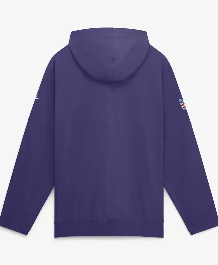 Minnesota Vikings Nike Sideline Anorak Half-Zip Hooded Purple Jacket Back