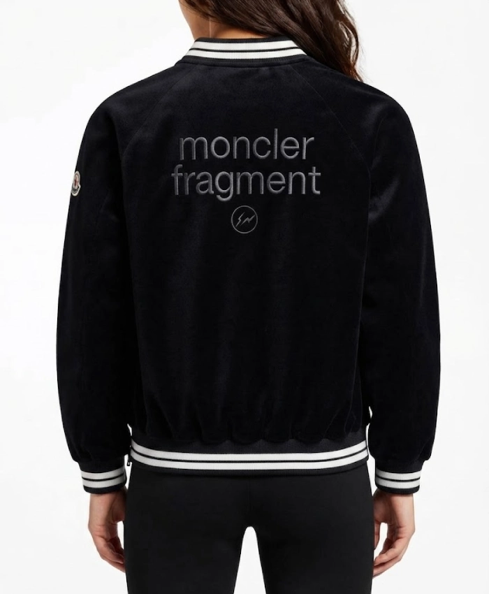 Moncler x Fragment Yugo Embroidered Souvenir Black Bomber Jacket Back View