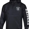 NFL Las Vegas Raiders Hooded Half-Zip Black Windbreaker Jacket