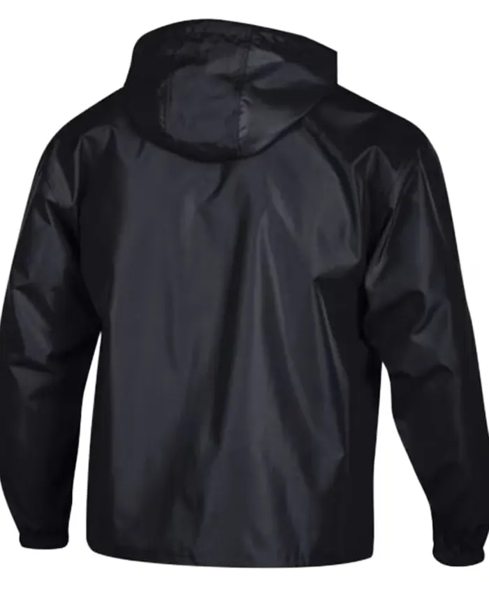 NFL Las Vegas Raiders Hooded Half-Zip Black Windbreaker Jacket Back