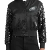 NFL Philadelphia Eagles Show Time Chamarra Blue Satin Bomber Jacket