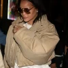New York City SoHo 2026 Rihanna Oversized Cropped Beige Jacket