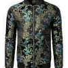 Nick Aldis WWE SummerSlam 2026 Minnesota Black Floral Embroidered Satin Bomber Jacket Front