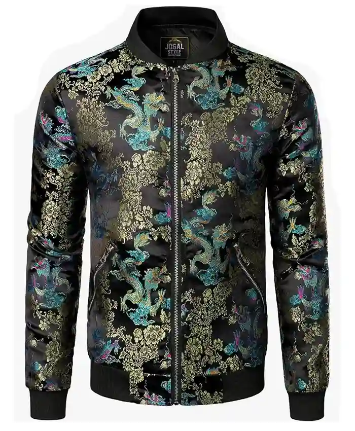 Nick Aldis WWE SummerSlam 2026 Minnesota Black Floral Embroidered Satin Bomber Jacket Front