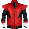 Red and black Nightcrawler leather biker jacket for X-Men cosplay and fan outfits