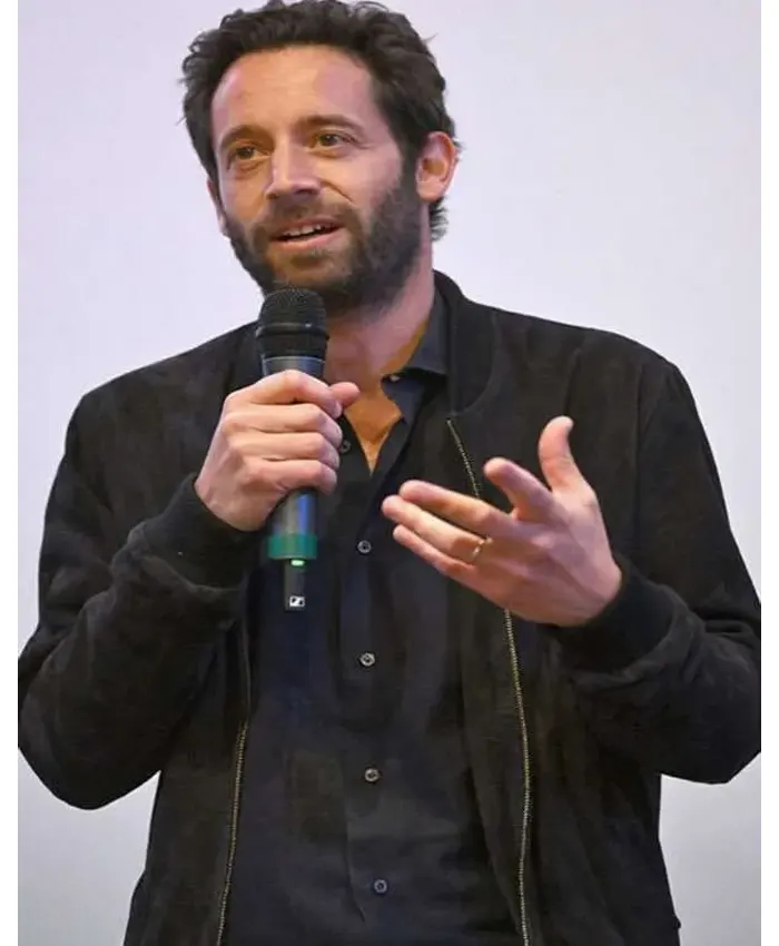 Olivier-Kaempfer-Finding-Emily-2026-Black-Suede-Leather-Bomber-Jacket-Closeup