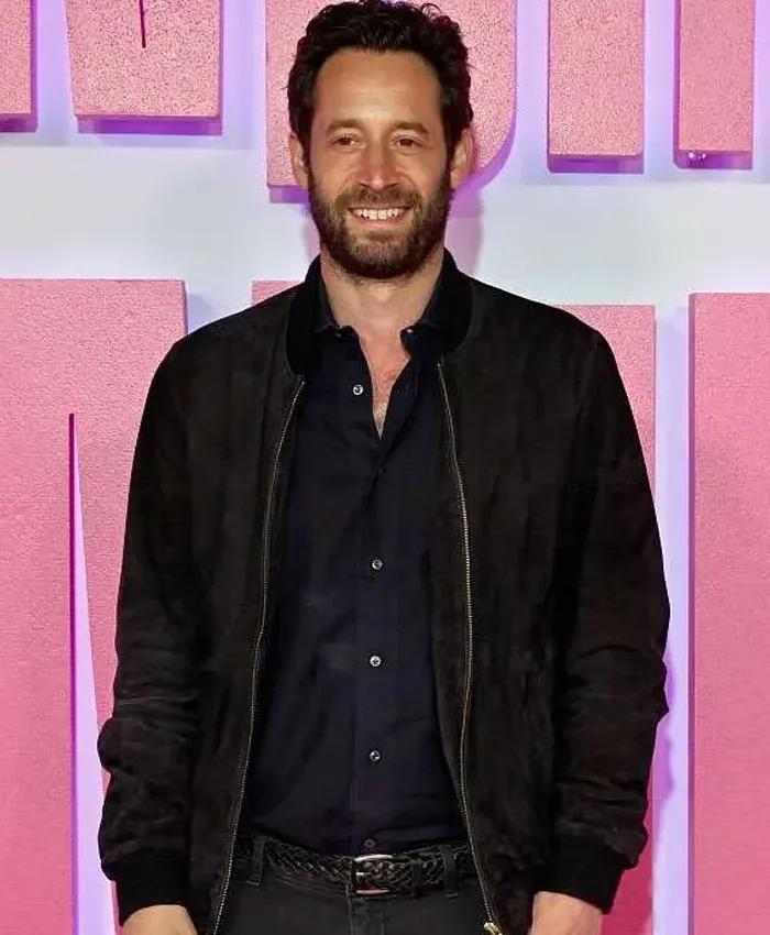 Olivier-Kaempfer-Finding-Emily-2026-Black-Suede-Leather-Bomber-Jacket-Front